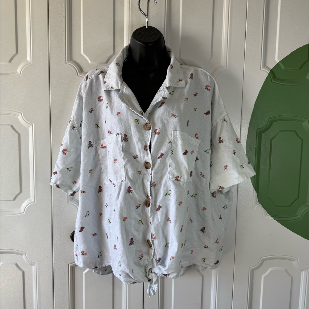 Women’s 3X Floral Button-Up Shirt Dip